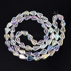 電気メッキガラスビーズセット  ABカラー  ティアドロップ  クリアAB  11x8x3.5mm  穴：0.9mm  約59~61個/連  24.80インチ〜25.59インチ（63~65cm）&nbsp;EGLA-S188-15-B04
