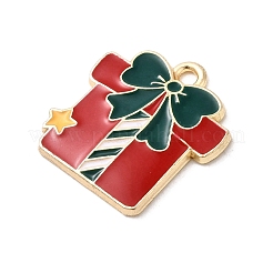 クリスマス合金エナメルペンダント  ゴールドカラー  ボックス  19x18x2mm  穴：1.8mm&nbsp;FIND-H055-17F-G02