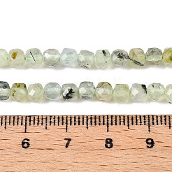 天然石プレナイトビーズ連売り  グレードAB +  多面カット  キューブ  4~5x4~5x4~5mm  穴：0.8mm  約92~105個/連  14.96~15.35インチ（38~39cm）&nbsp;G-N342-124