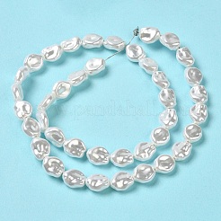 Abs プラスチック模造パール ビーズ 連売り  塊  雪  12~12.5x10.5x6mm  穴：1.2mm  約90個/連  44.29インチ（112.5cm）&nbsp;LS-KY-F021-02-1