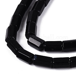 天然石オブシディアンビーズ連売り  六角柱  5~7.5x3.5~4.5mm  穴：0.6~0.8mm  約57~64個/連  14.76~15.55インチ（37.5~39.5cm）&nbsp;GG-N002-01A-01