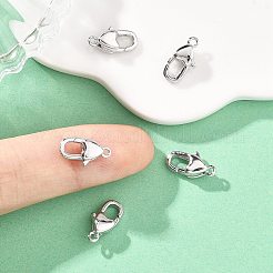 シェグレース 真鍮製ロブスタークラスプ  ハート  鉛フリー＆カドミウムフリー＆ニッケルフリー  プラチナ  12x6x4mm  穴：1.2mm&nbsp;XGRQ58718-768P