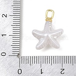 真鍮とABSプラスチックのパールペンダント  ラックめっき  長持ちメッキ  鉛フリー＆カドミウムフリー  18KGP本金メッキ  ヒトデチャーム  20x15x8mm  穴：3x2mm&nbsp;PL-CBAEB37-01A-G