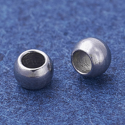変色しにくい304ステンレススチールスペーサービーズ  ステンレス鋼色  2x1mm  穴：1mm&nbsp;STAS-M252-03