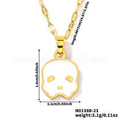304 Stainless Steel Enamel Halloween Skull Pendant Dapped Chain Necklaces&nbsp;VT5751