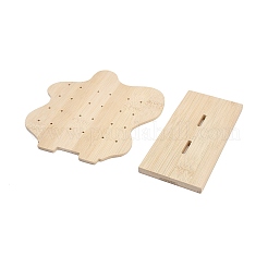 木製イヤリングオーガナイザーディスプレイスタンド  ナゲット  湯通しアーモンド  完成品：7x15x16.4cm&nbsp;ODIS-H006-03