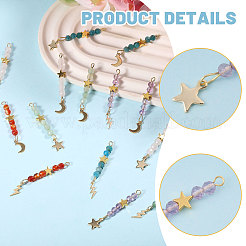 15Pcs 5 Colors Natural Carnelian & Green Aventurine & Rose Quartz & Amethyst & Apatite Faceted Round Beaded Pendants&nbsp;PALLOY-CA00041
