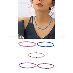 Polymer Clay Heishi Surfer Beaded Necklaces Set&nbsp;NJEW-SW00030
