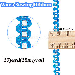 25mのメタリックヤーンレースリボン  ジャカードリボン  服飾材料  マリンブルー  1/4インチ（8mm）&nbsp;OCOR-GF0003-09E