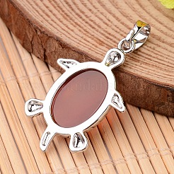 Tortoise Platinum Tone Brass Natural & Synthetic Mixed Stone Pendants&nbsp;G-F265-01