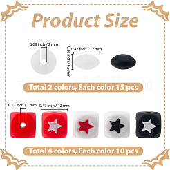 70Pcs 6 Styles Rondelle & Cube with Star Silicone Beads&nbsp;SIL-PA0001-35