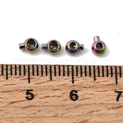 イオンプレーティング（IP）304ステンレス鋼クリンプビーズ  ラウンド  虹色  4.5x3.5x2.5mm  穴：1mm&nbsp;STAS-P373-02M