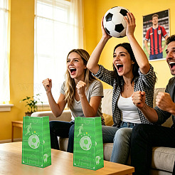サッカー柄紙製ベーカリーバッグ15枚  食品グレードの食品  キャンディーバッグ  長方形  ライムグリーン  119x70x218mm&nbsp;ABAG-TA0002-32C