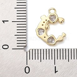 キュービックジルコニアチャーム付き真鍮  ハート  18KGP本金メッキ  13.5x10.5x2mm  穴：1.4mm&nbsp;LS-KK-Q817-04G