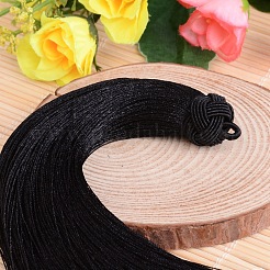 美しいデザインナイロンタッセルパーツ  ブラック  160x18mm  穴：4mm&nbsp;NWIR-I007-39