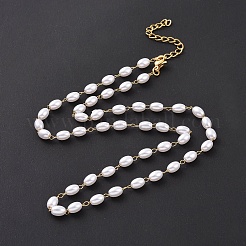 PVD Vacuum Plating 304 Stainless Steel Beaded Necklaces&nbsp;NJEW-E064-05G