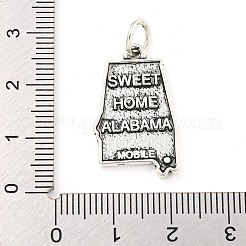 合金ペンダント  丸カン付き  単語Swee Thome Alabama Mobileのポリゴン  アンティークシルバー  25x15x2mm  穴：4mm&nbsp;FIND-Z055-02AS