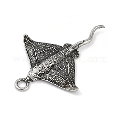 316サージカルステンレスペンダント  マンタ チャーム  アンティークシルバー  41x30.5x4mm  穴：2.8mm&nbsp;STAS-G349-30AS