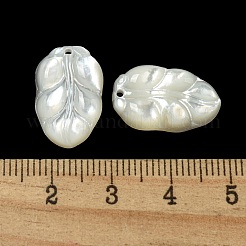 天然石ホワイトシェルペンダント  葉のチャーム  乳白色  19x12x2.5mm  穴：1.4mm&nbsp;SSHEL-N038-09