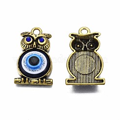 合金ペンダント  樹脂とラインストーン付き  カドミウムフリー＆鉛フリー  フクロウ  アンティークブロンズ  30x18x5.5mm  穴：1.8mm&nbsp;PALLOY-N155-103-RS