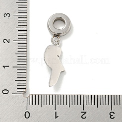 304 ステンレススチール エナメル ヨーロピアン ダングル チャーム  鳥の大きな穴のペンダント  ステンレス鋼色  29.5mm  穴：4.5mm  ペンダント：18.5x8.5x2mm&nbsp;STAS-U005-34P