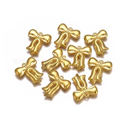 CCBプラスチックペンダント  蝶結び  ゴールドカラー  29.5x26x5.5mm  穴：1.6mm&nbsp;CCB-G014-04G