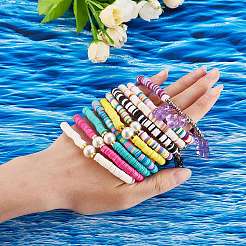 Polymer Clay Heishi Beads Stretch Charm Bracelets&nbsp;BJEW-SZ0001-33