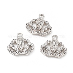 合金クリスタルラインストーンペンダント  クラウンチャーム  プラチナ  17.5x19x3mm  穴：2.4mm&nbsp;FIND-C019-40P