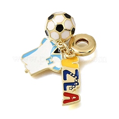 Football Theme Brass & Enamel European Dangle Charms&nbsp;KK-CBA8E93-01D