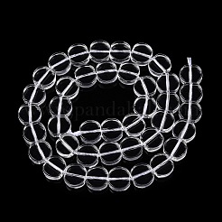 透明ガラスビーズ連売り  フラットラウンド  透明  9x10x4.5mm  穴：0.9mm  約41個/連  14.96インチ（38cm）&nbsp;GLAA-N001-59