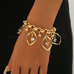 Iron Pave Clear Cubic Zirconia Hollow Teardrop Charm Bracelets for Women Party Daily Wear&nbsp;TT1421