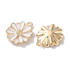 合金エナメルチャーム  ゴールドカラー  花のチャーム  ホワイト  15.5x13x3.5mm  穴：1.4mm&nbsp;ENAM-O001-07C-G