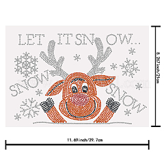 Christmas Reindeer/Stag with Snowflake Glass Rhinestone Patches&nbsp;DIY-WH0303-007