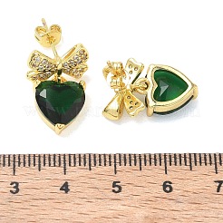 Brass Micro Pave Cubic Zirconia Stud Dangle Earrings for Women&nbsp;KK-CBA760A-05G-04
