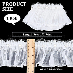 3ヤードのナイロンリボン  プラスチックパール付き  ホワイト  3-7/8インチ（98mm）&nbsp;OCOR-CY0002-58B