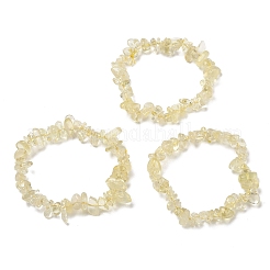 Heated Natural Lemon Quartz Chip Beaded Stretch Bracelets for Women&nbsp;BJEW-D467-01D
