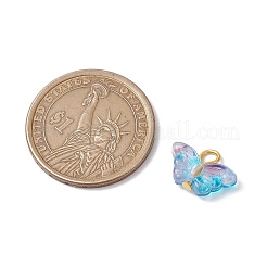 Golden Iron Flat Head Pins and Transparent Spray Painted Glass Beads Pendants&nbsp;PALLOY-JF03129