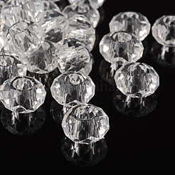 ガラスヨーロピアンビーズ  大穴ビーズ  芯金がない  ロンデル  透明  14x8mm  穴：5mm&nbsp;GDA007-01