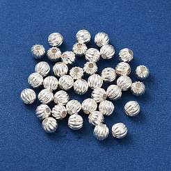 スターリングシルバーのカボチャビーズ925個  銀  5mm  穴：1.6mm  47個/ 10g&nbsp;STER-H112-04C