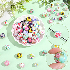 100Pcs 20 Colors Printed Round Silicone Focal Beads&nbsp;SIL-PA0001-41