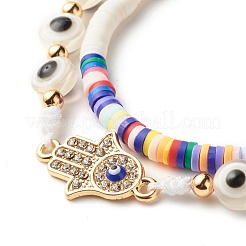Handmade Polymer Clay Heishi Beads Stretch Bracelets Set&nbsp;BJEW-JB07349-01