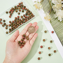 Natural Unakite Round Beads Strands&nbsp;G-NB0004-87B