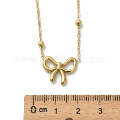 304 Stainless Steel Bowknot Pendant Necklaces for Women&nbsp;NJEW-C088-01G