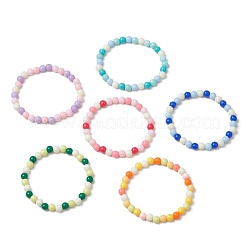 Opaque Acrylic Round Beaded Stretch Bracelets for Kid&nbsp;BJEW-JB11651