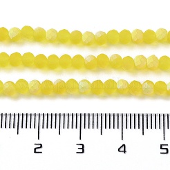 ジェイド風ガラスビーズ連売り  半分ABカラーメッキ  多面カット  艶消し  ロンデル  きいろ  3.5~3.8x3mm  穴：0.8~1mm  約105~110個/連  29~31cm&nbsp;EGLA-A034-T3mm-MB17