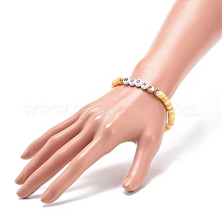 9個9スタイル手作りポリマークレイヘイシサーファーストレッチブレスレットセット  Word Love スタームーン アクリル ビーズ スタッカブル プレッピー ブレスレット 女性用  ミックスカラー  内径：1-7/8インチ（4.9cm）  1個/スタイル&nbsp;BJEW-JB08863