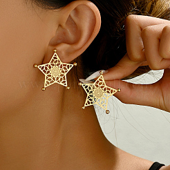Stainless Steel Hollow Star Stud Earrings&nbsp;BW4018