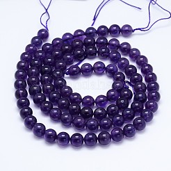Natural Amethyst Round Bead Strands&nbsp;G-M212-8mm-04A