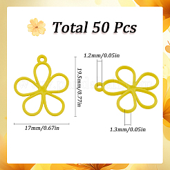 中空スプレー塗装合金ペンダント50個  花  きいろ  19.5x17x1.3mm  穴：1.2mm&nbsp;FIND-SC0012-27A