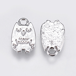 真鍮製チャーム  フクロウ  プラチナメッキ  11.5x7x1mm  穴：1.2mm&nbsp;LS-KK-F740-35P